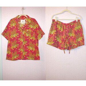 Print Fresh Bagherra Organic Cotton Pajamas Size L Leopard Top & Shorts 2 Piece